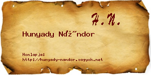 Hunyady Nándor névjegykártya